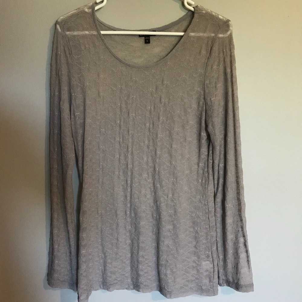 Express Sheer Lacy Top - Grey